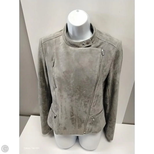 Jacket Moto By Calvin Klein In Grey, Size: 6