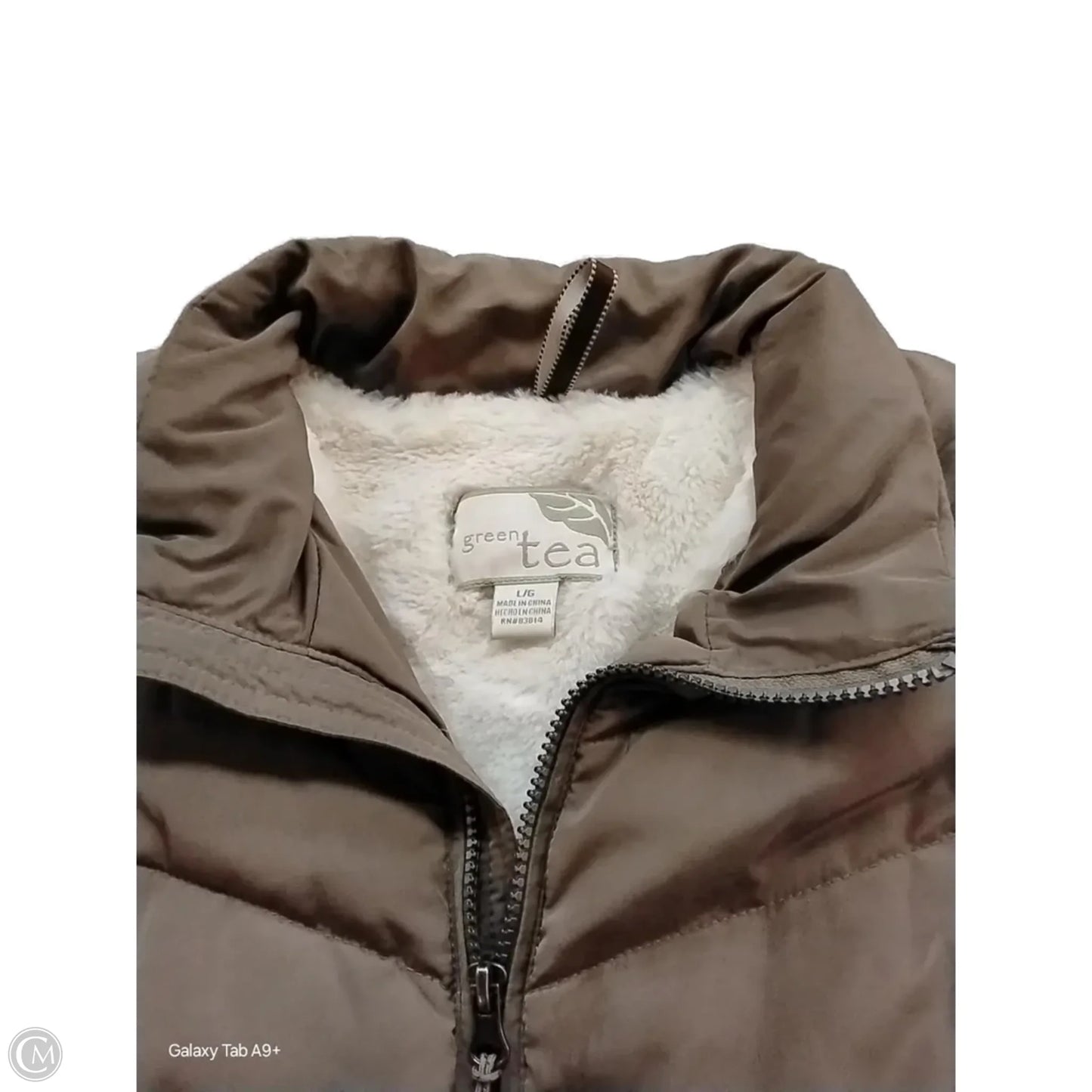 Vest Puffer & Quilted By Green Tea In Tan, Size: L