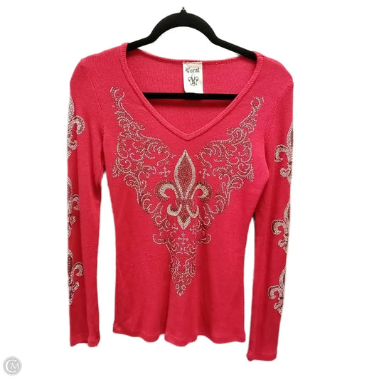 Top Long Sleeve By Vocal In Red, Size: M