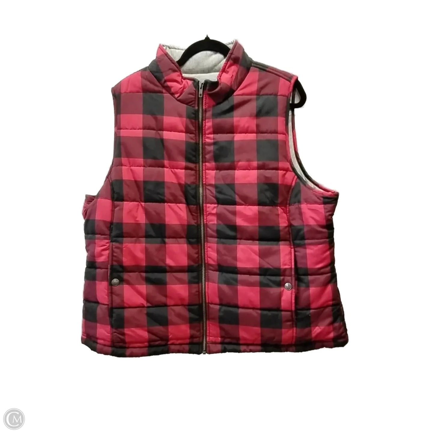 Vest Puffer & Quilted By Natural Reflections In Plaid Pattern, Size: Xxl