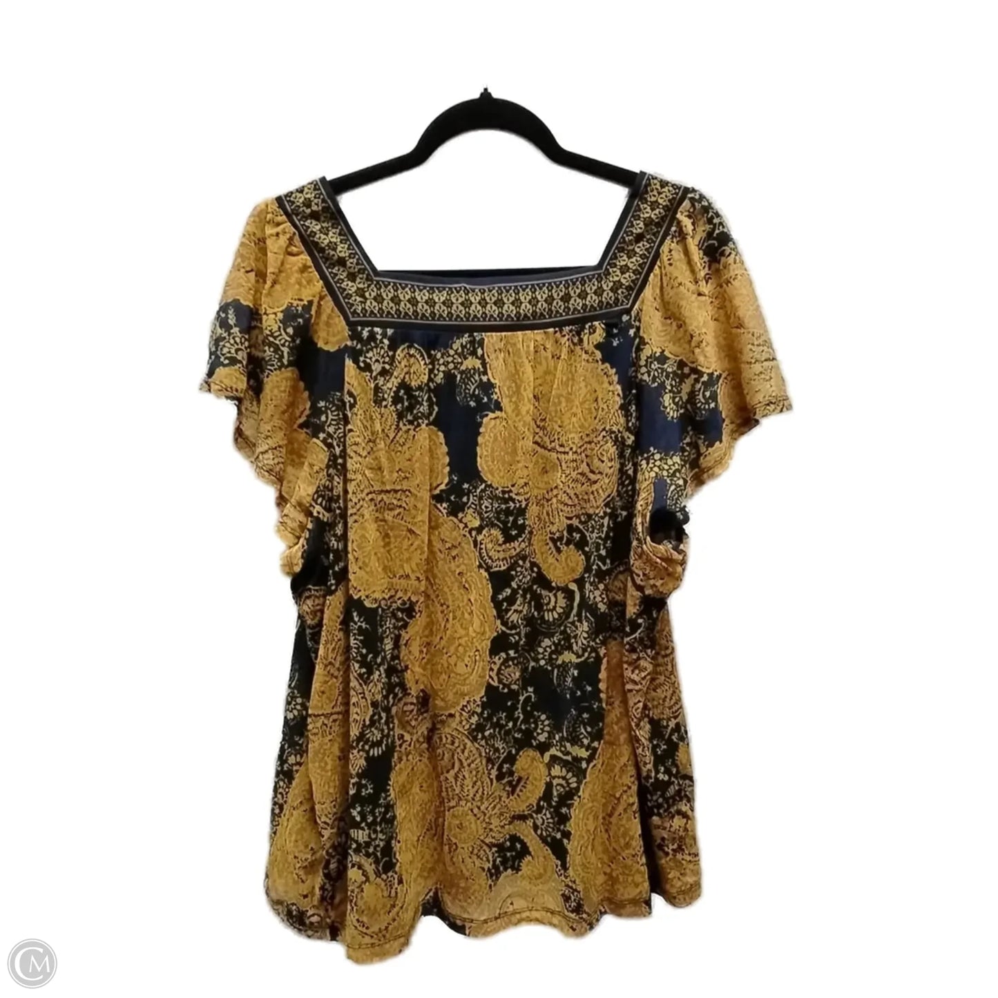 Top Short Sleeve By Apt 9 In Blue & Gold, Size: 2x