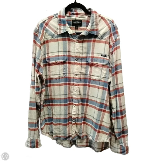 Top Long Sleeve By Lucky Brand In Plaid Pattern, Size: L