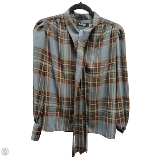 Top Long Sleeve By Lauren By Ralph Lauren In Plaid Pattern, Size: Mp