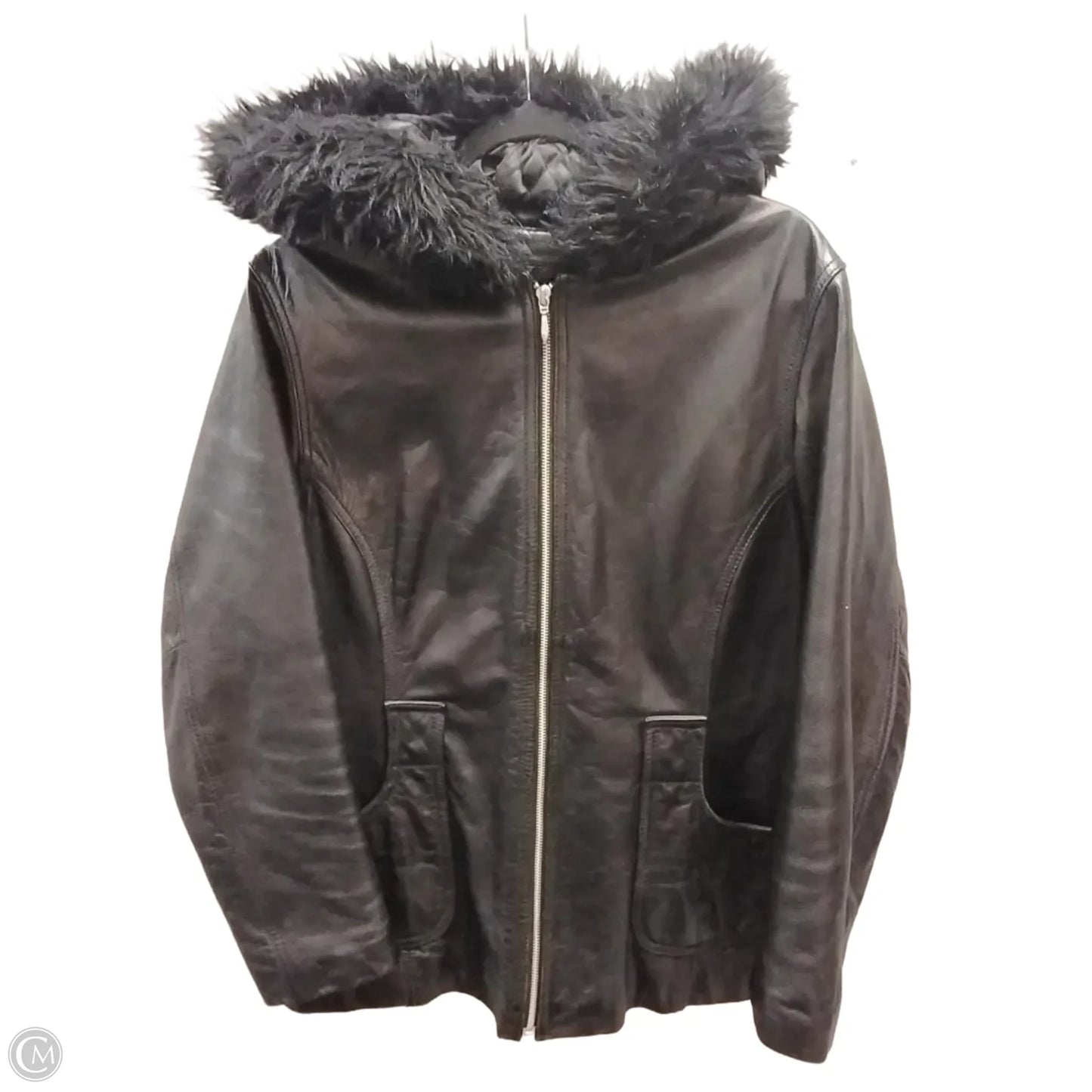 Jacket Leather By Wilsons Leather In Black, Size: L