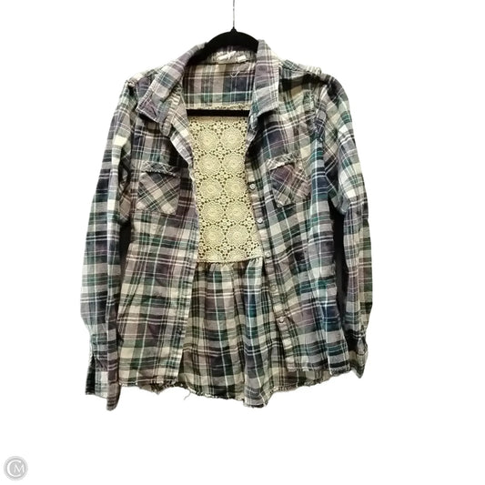 Top Long Sleeve By White Crow In Plaid Pattern, Size: L