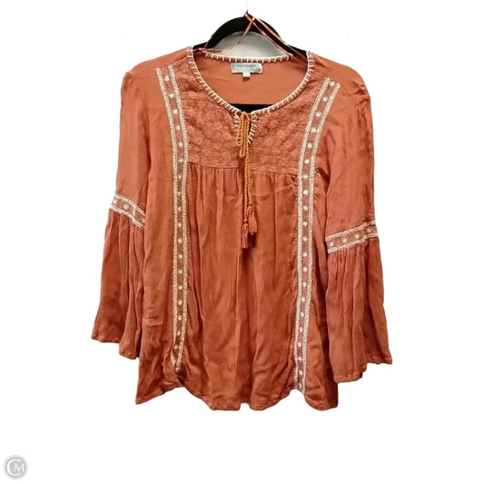 Top Long Sleeve By World Market In Orange, Size: S