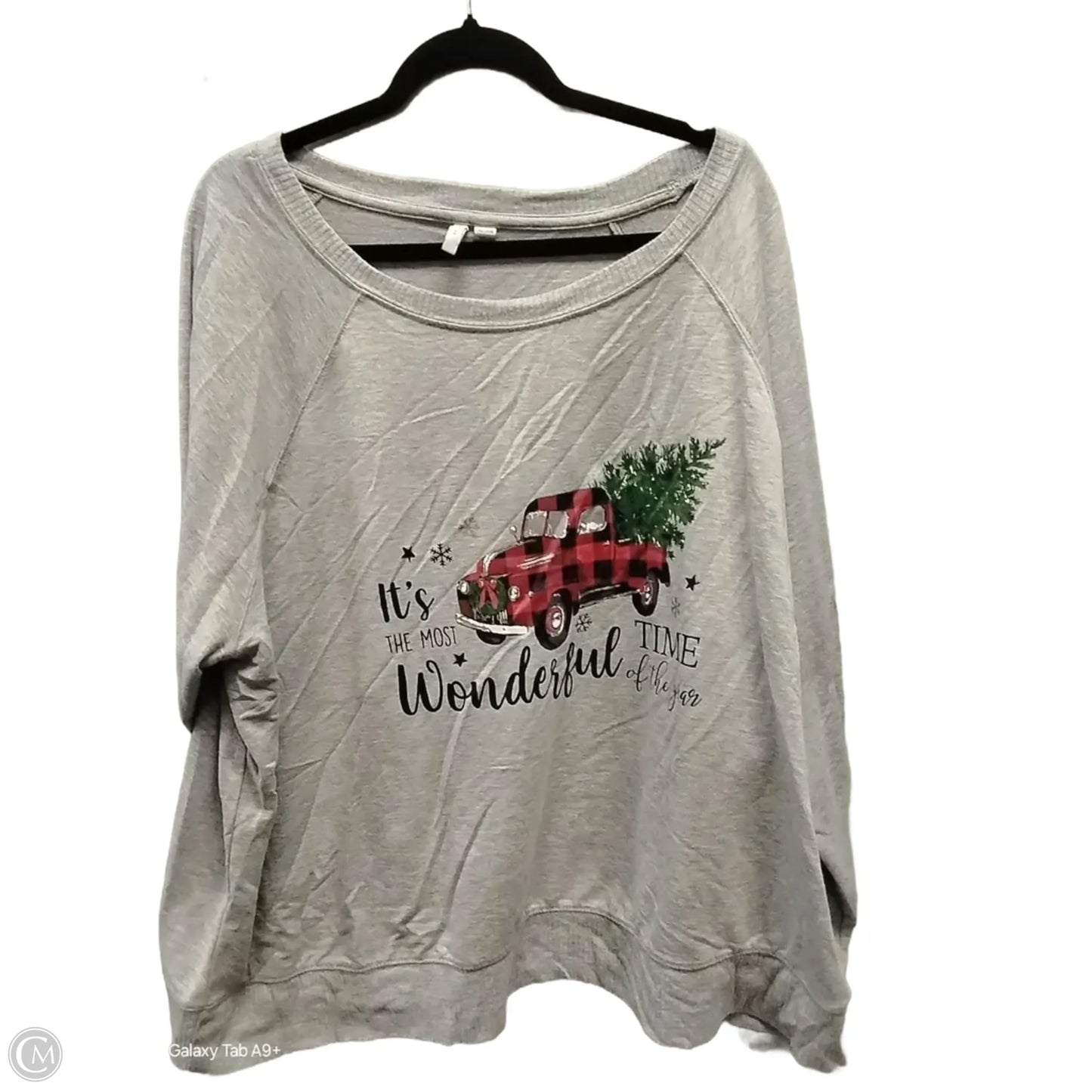 Top Long Sleeve By Cato In Grey, Size: 26