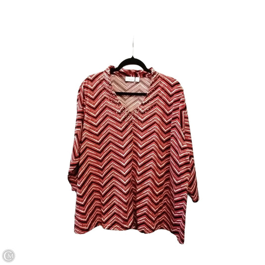 Blouse Long Sleeve By Kim Rogers In Geometric Pattern, Size: 3x
