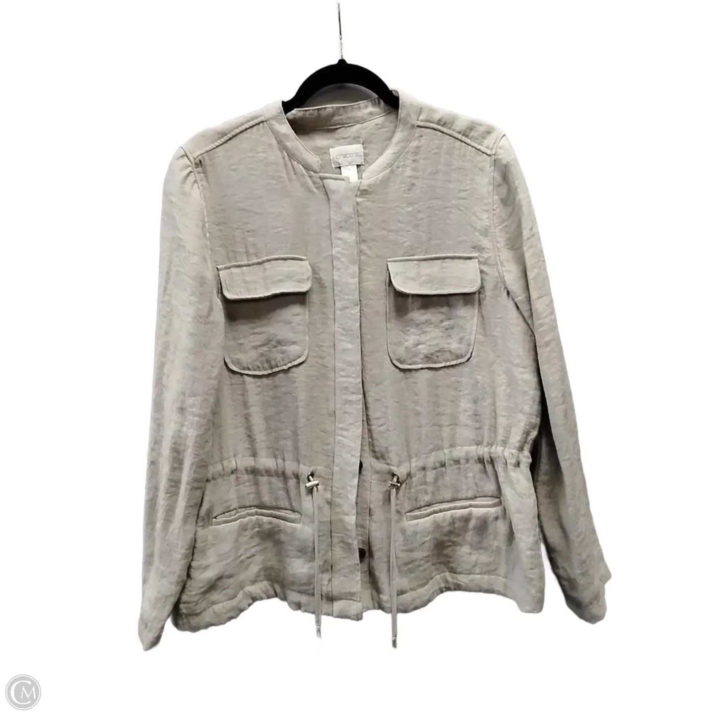 Jacket Shirt By Chicos In Tan, Size: 2