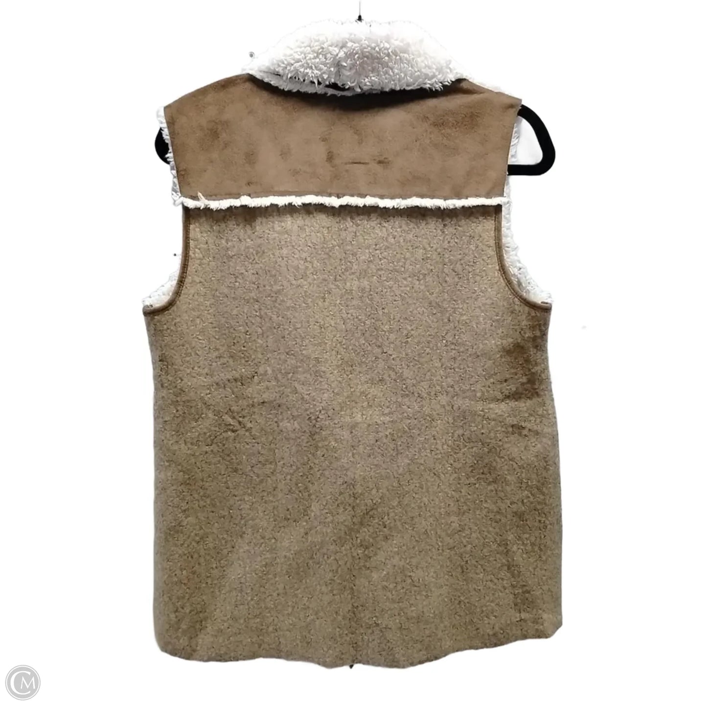 Vest Faux Fur & Sherpa By Logo In Brown & Cream, Size: M