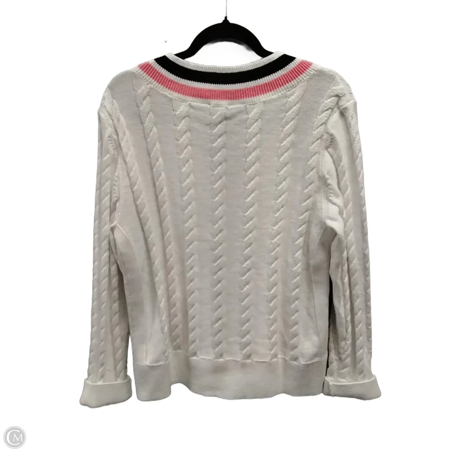 Sweater By Talbots In Pink & White, Size: L