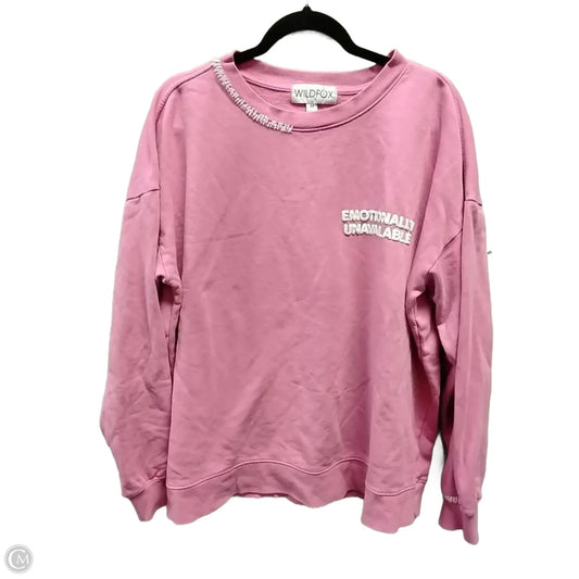 Sweatshirt Crewneck By Wildfox In Pink, Size: M
