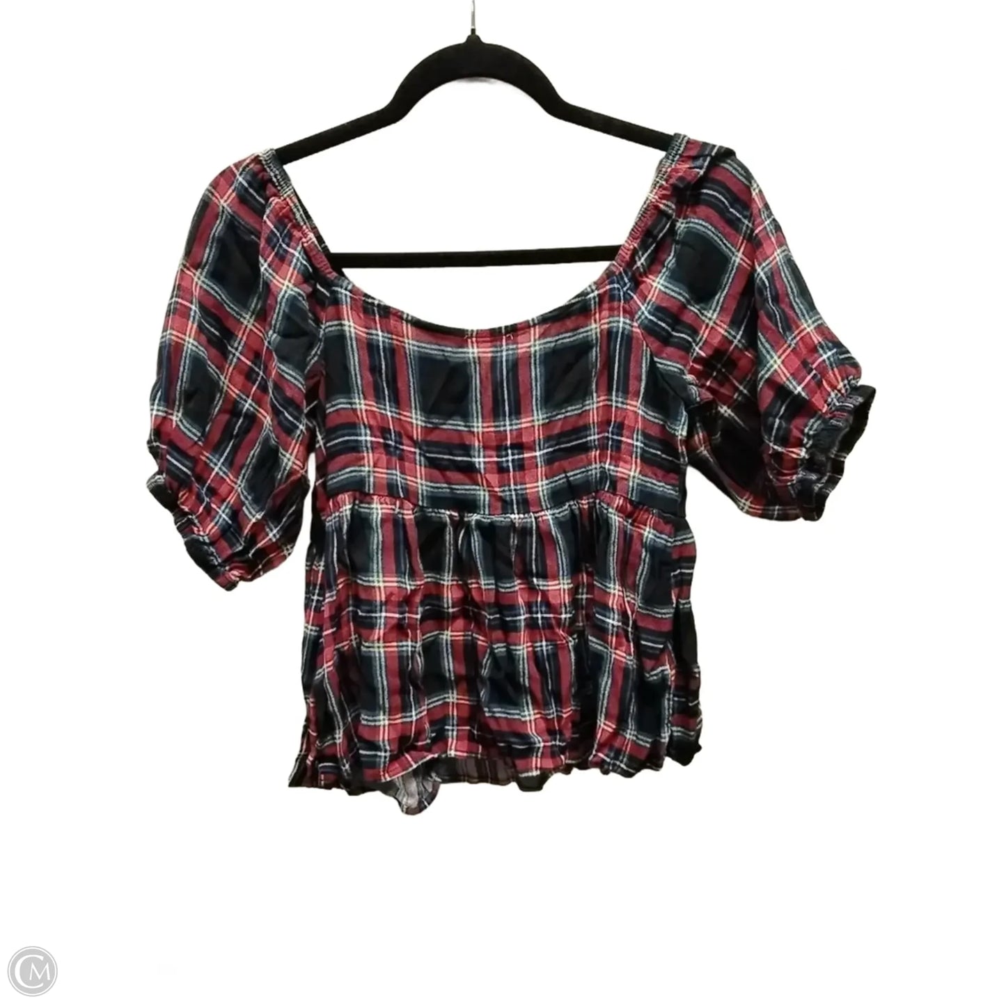 Blouse Short Sleeve By Mi Ami In Plaid Pattern, Size: M