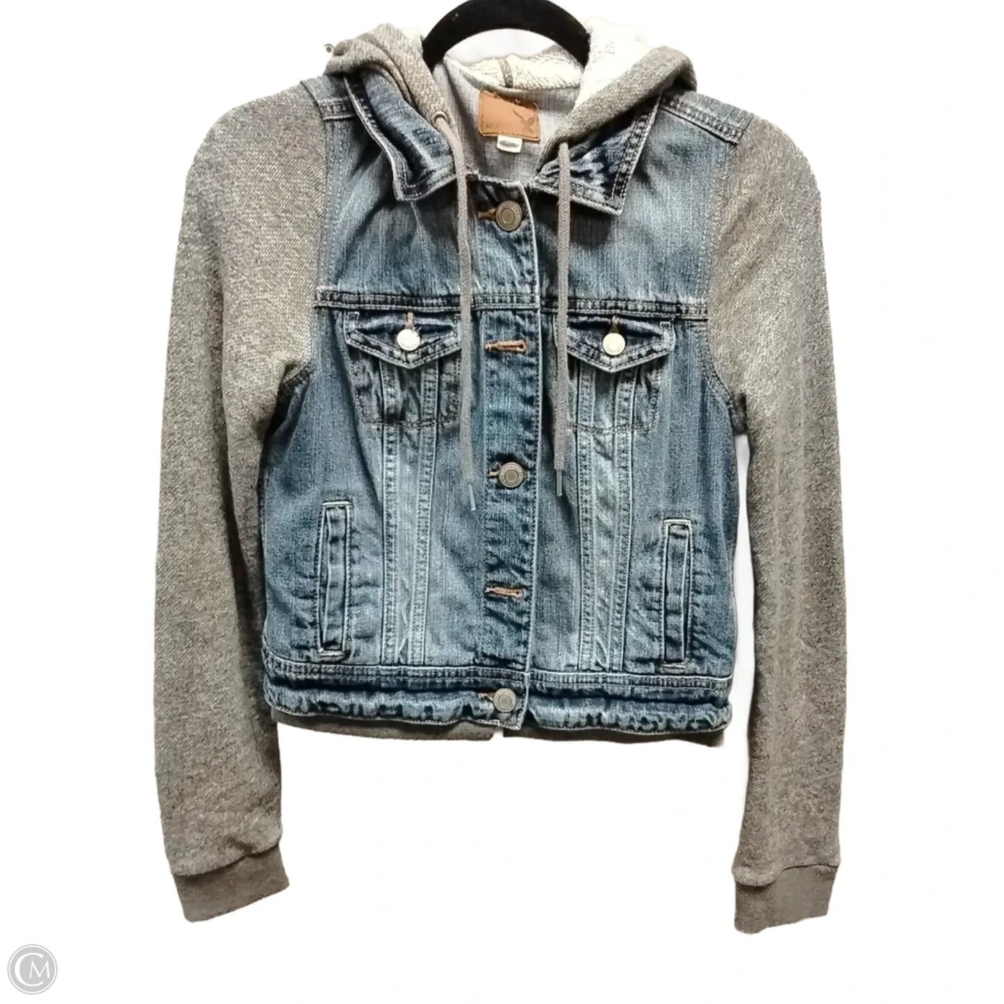 Jacket Denim By American Eagle In Blue & Grey, Size: Sp