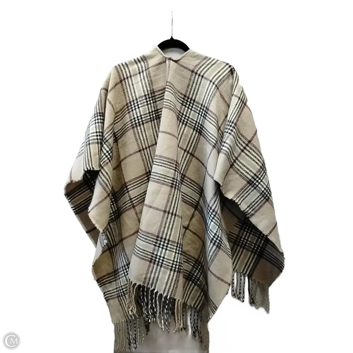 Poncho By Clothes Mentor In Plaid Pattern, Size: Onesize