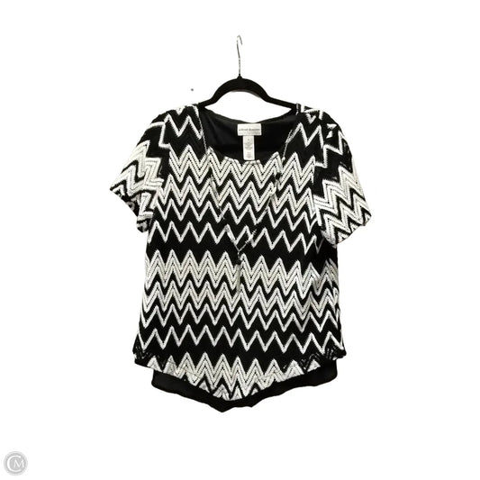 Blouse Short Sleeve By Alfred Dunner In Geometric Pattern, Size: M