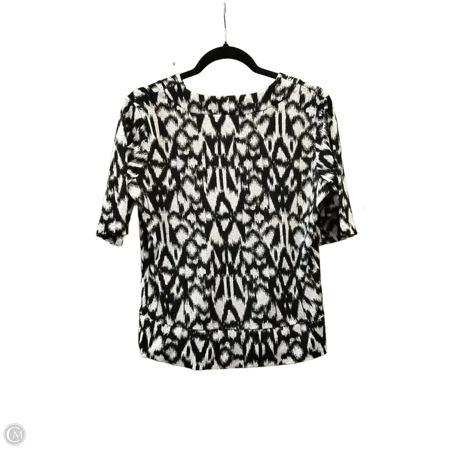 Blouse Short Sleeve By Covington In Black & Cream, Size: S