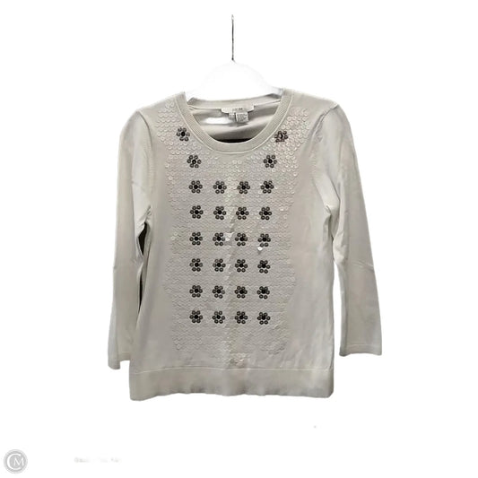 Top Long Sleeve By Per Se In White, Size: M