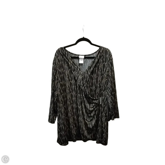 Blouse Long Sleeve By Jaclyn Smith In Black & Brown, Size: 3x