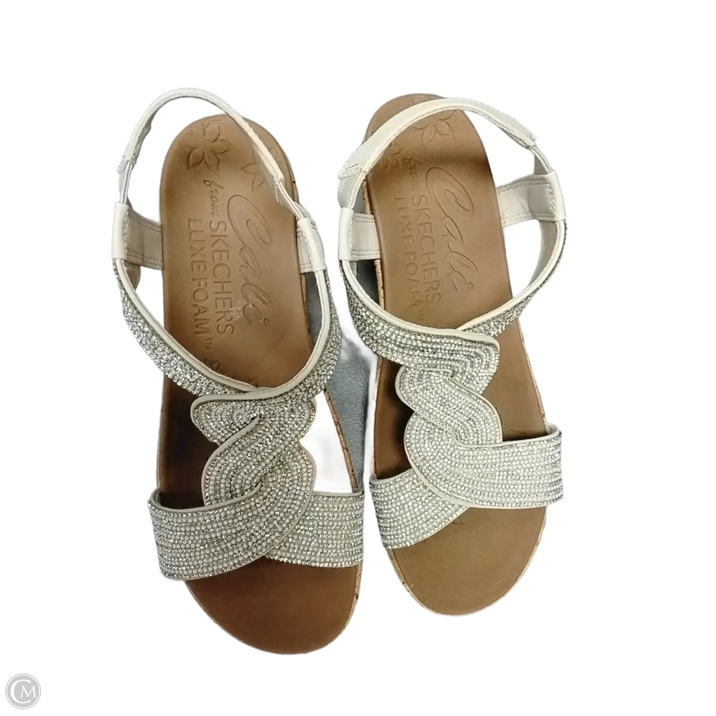 Sandals Heels Block By Skechers In Tan & White, Size: 9
