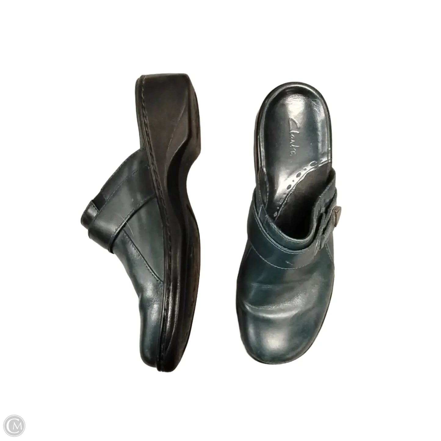 Shoes Heels Block By Clarks In Green, Size: 8