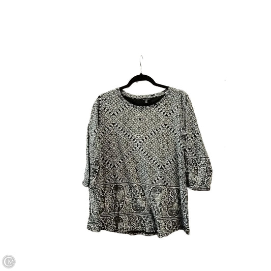 Top 3/4 Sleeve By Lucky Brand In Black & White, Size: 1x