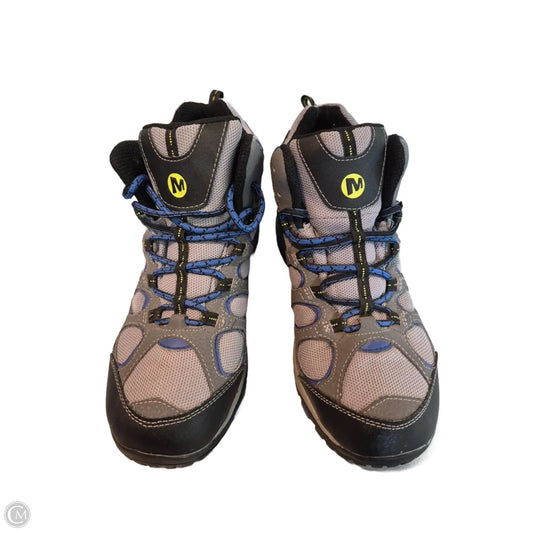 Boots Hiking By Merrell In Blue & Grey, Size: 5