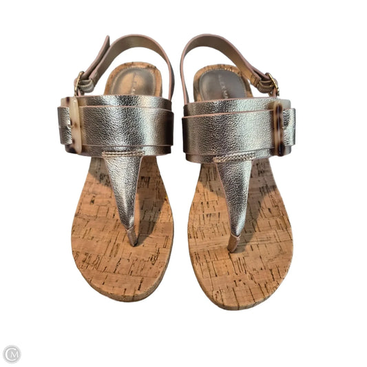 Sandals Heels Block By Alex Marie In Gold & Tan, Size: 7.5