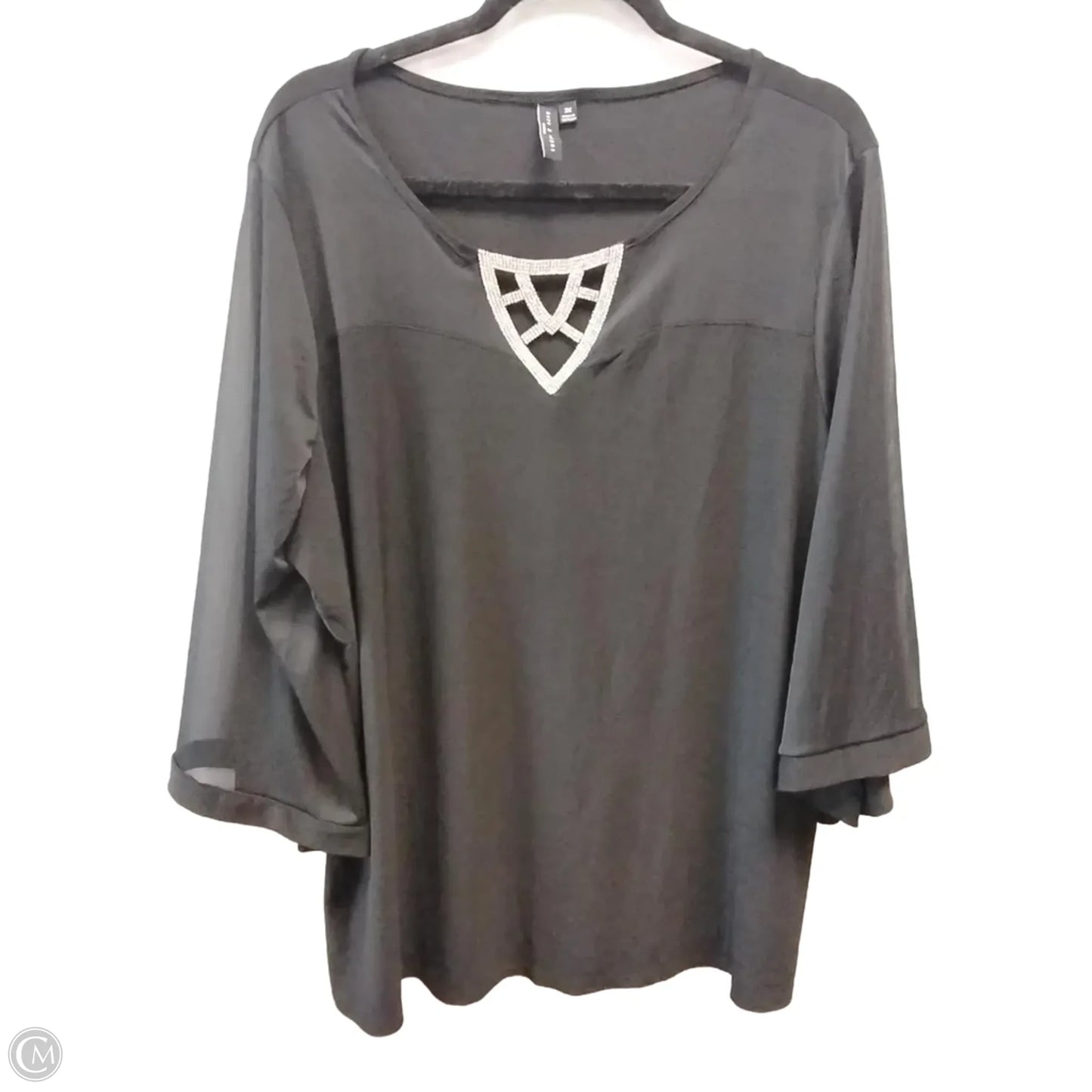 Blouse Long Sleeve By Zero 2 Nine In Black, Size: 2x