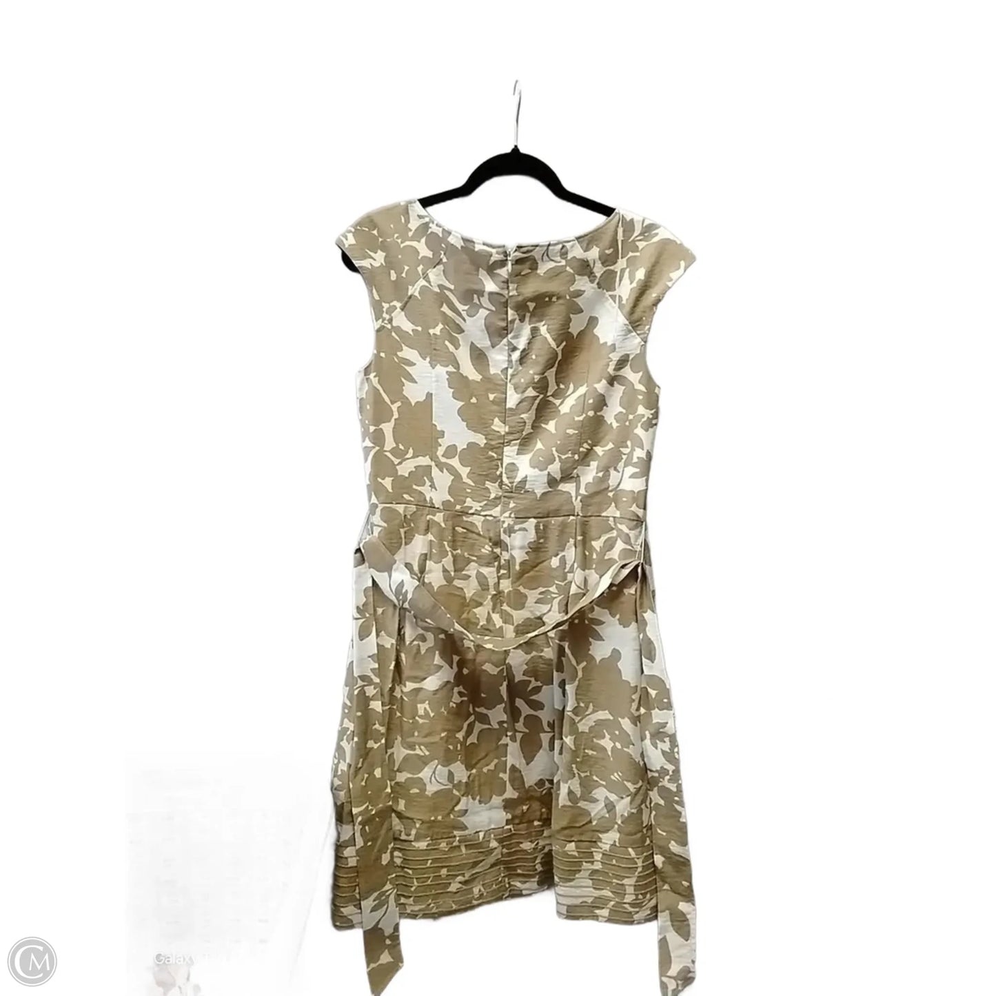 Dress Casual Midi By Adrianna Papell In Tan & White, Size: 12