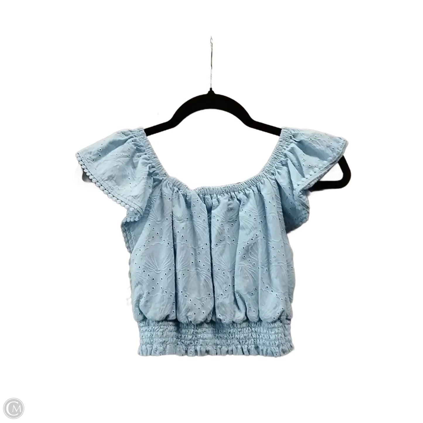 Blouse Short Sleeve By Happily Grey In Blue, Size: M
