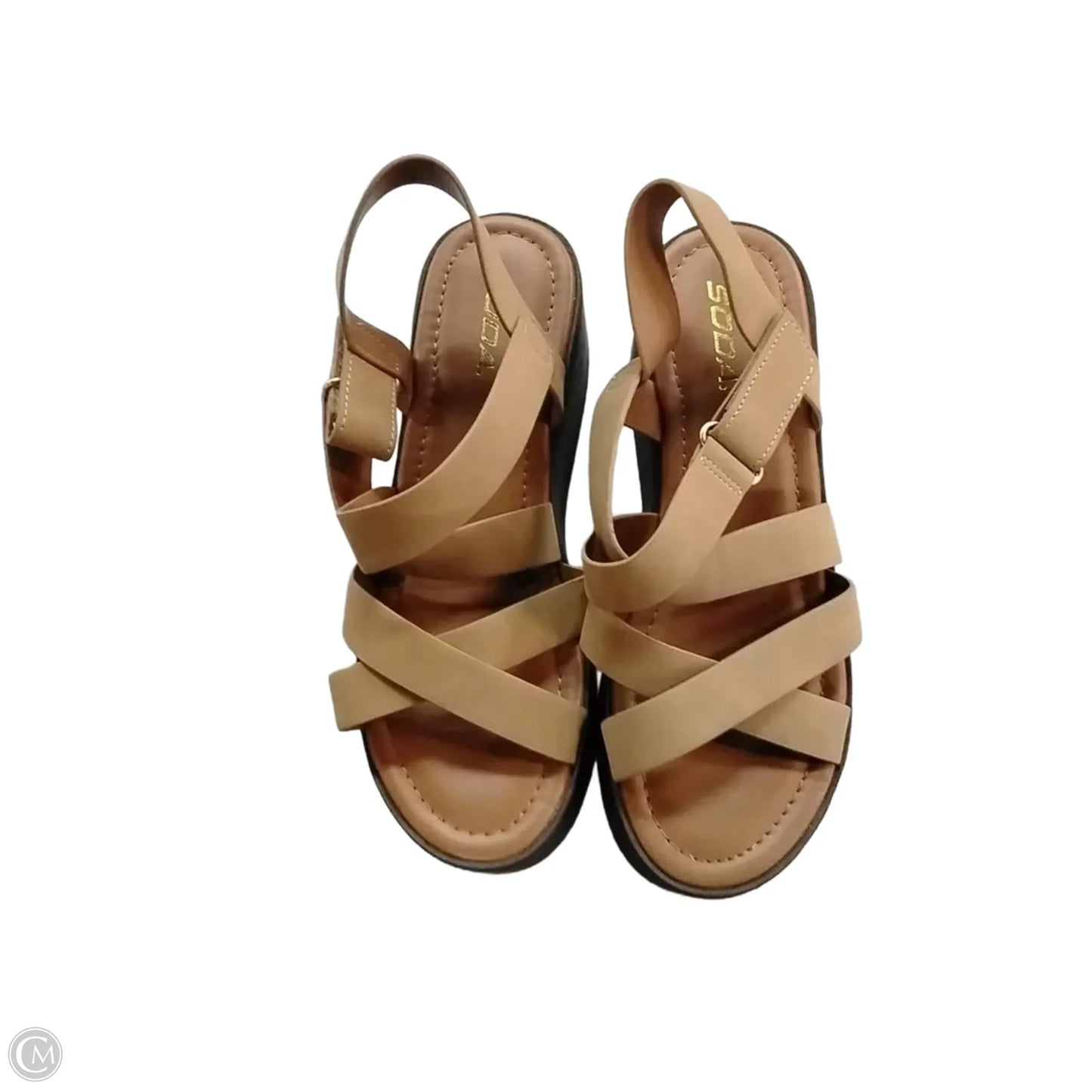 Sandals Heels Platform By Soda In Brown, Size: 10