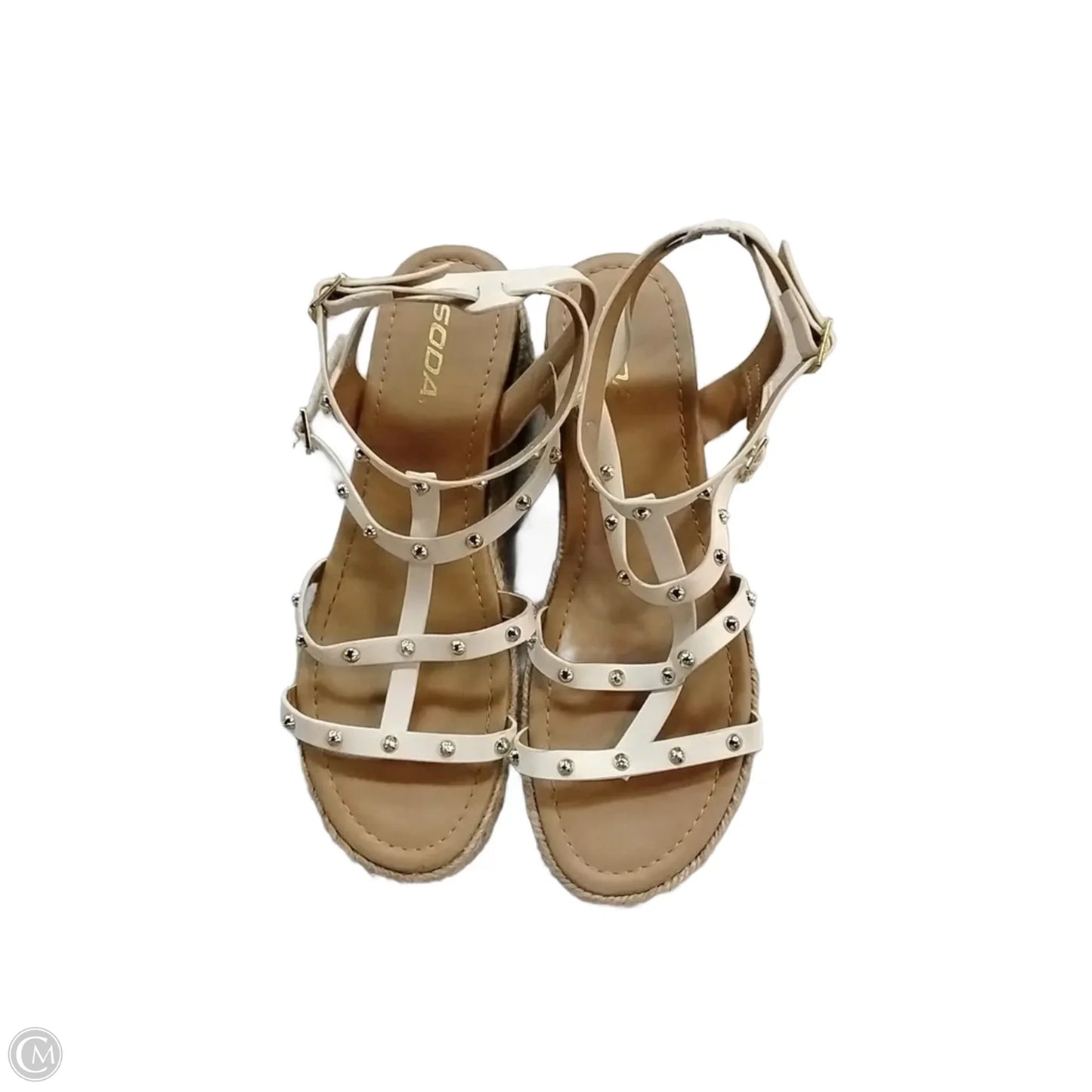 Sandals Heels Wedge By Soda In White, Size: 10