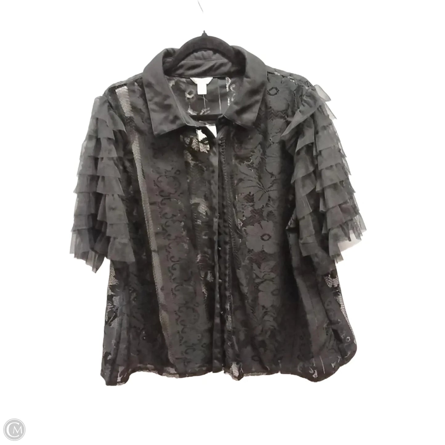 Blouse Short Sleeve By Cato In Black, Size: 22