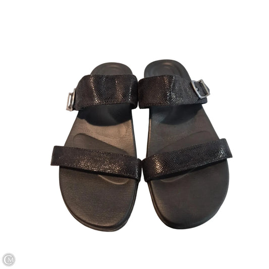 Sandals Flats By Aetrex In Black, Size: 8.5
