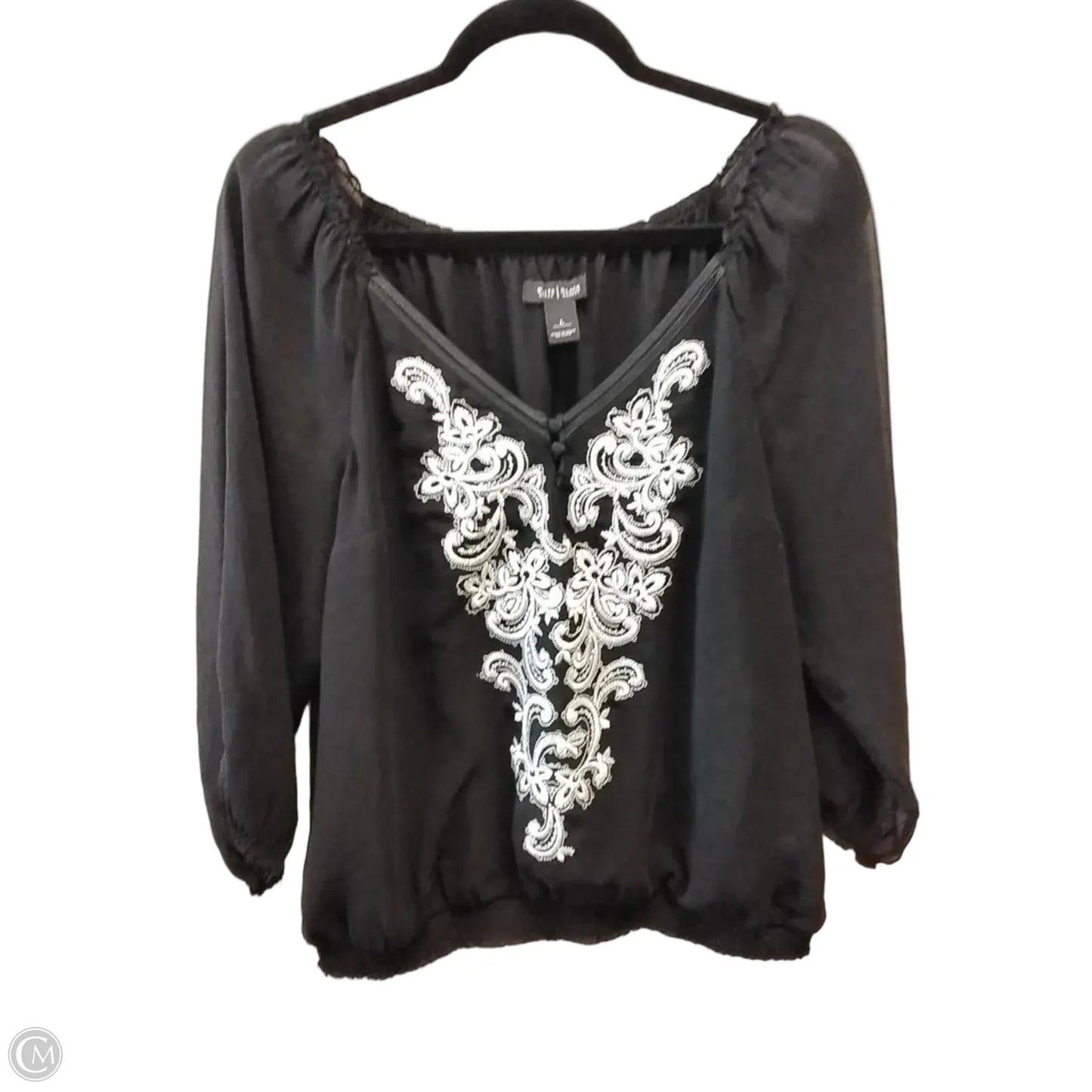Blouse Long Sleeve By White House Black Market In Black, Size: L