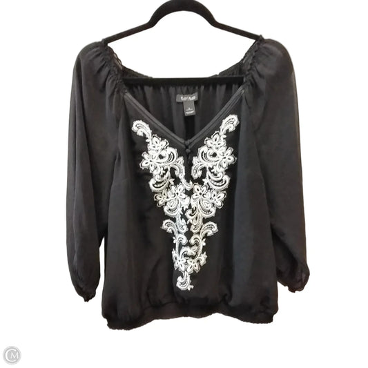 Blouse Long Sleeve By White House Black Market In Black, Size: L