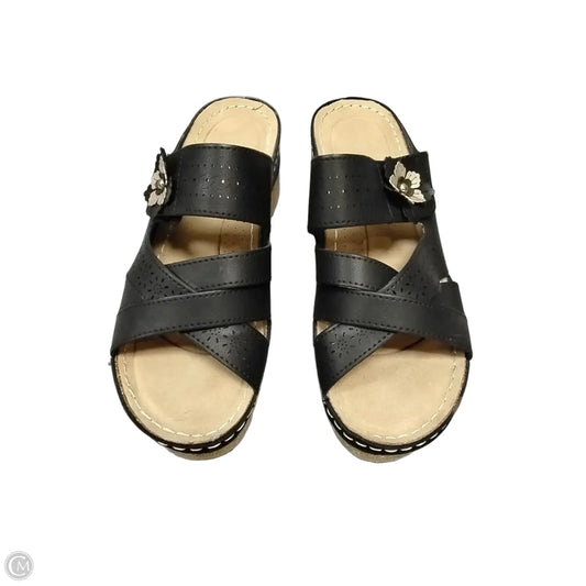 Sandals Heels Platform By Spring Step In Black & Tan, Size: 9