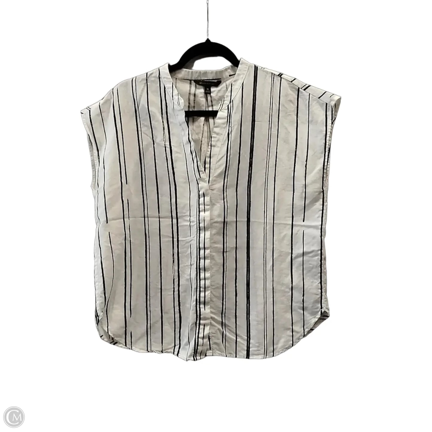 Blouse Short Sleeve By Banana Republic In Striped Pattern, Size: M