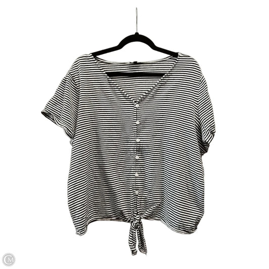 Blouse Short Sleeve By Talbots In Striped Pattern, Size: 1x
