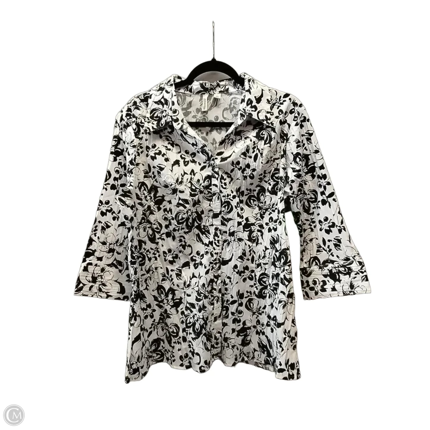 Top Long Sleeve By St Johns Bay In Black & White, Size: 1x