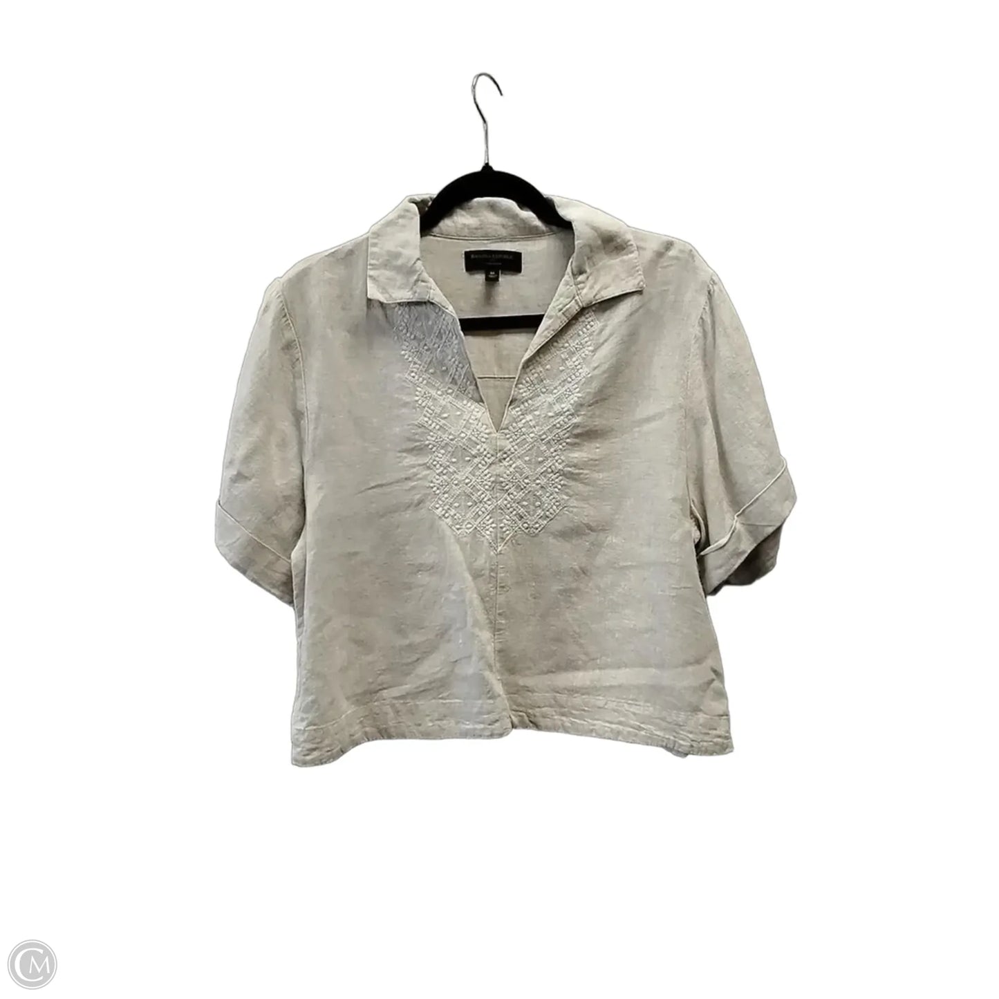 Blouse Short Sleeve By Banana Republic In Tan, Size: M