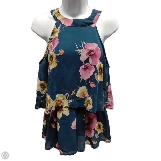 Blouse Sleeveless By Peace Love World In Blue, Size: L