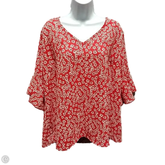 Blouse 3/4 Sleeve By Shein In Floral Print, Size: 2x