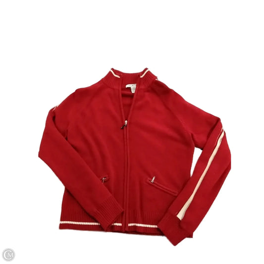 Sweater Cardigan By Cabi In Red & White, Size: S