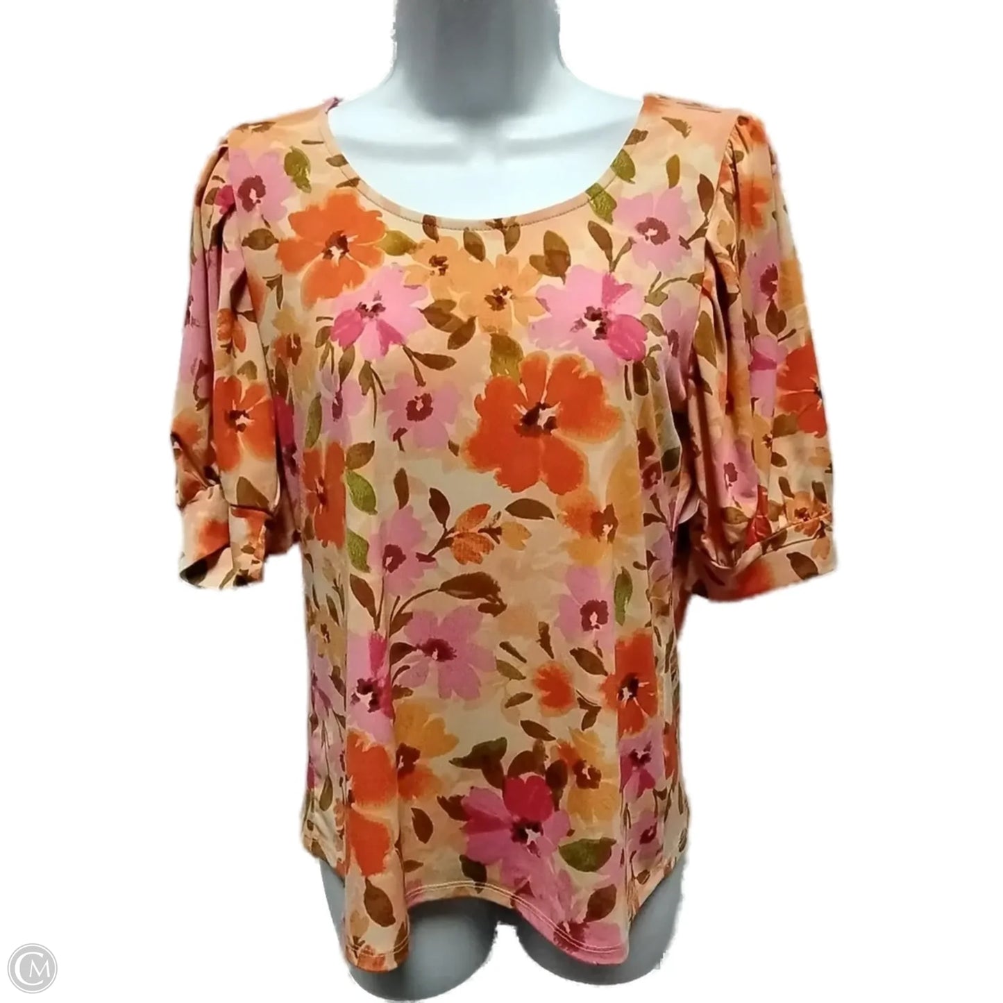 Blouse Short Sleeve By Cece In Orange & Pink, Size: S