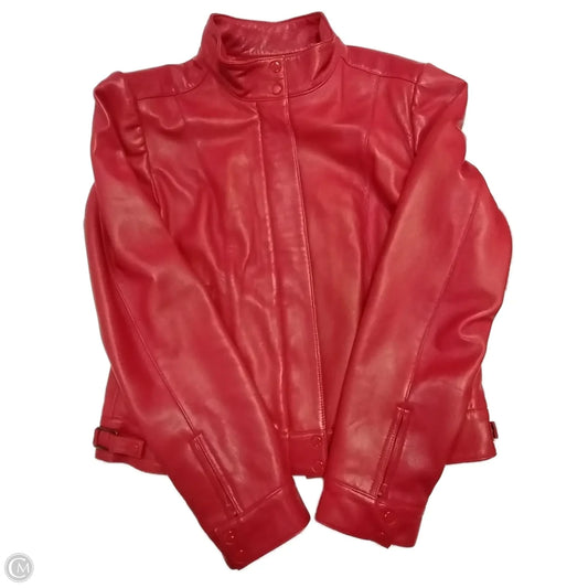 Jacket Leather By Clothes Mentor In Red, Size: M