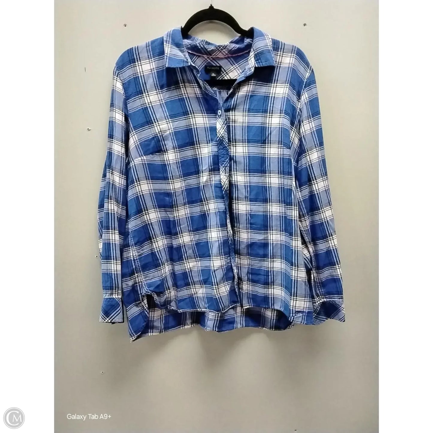 Top Long Sleeve Basic By Talbots In Checkered Pattern, Size: Xl