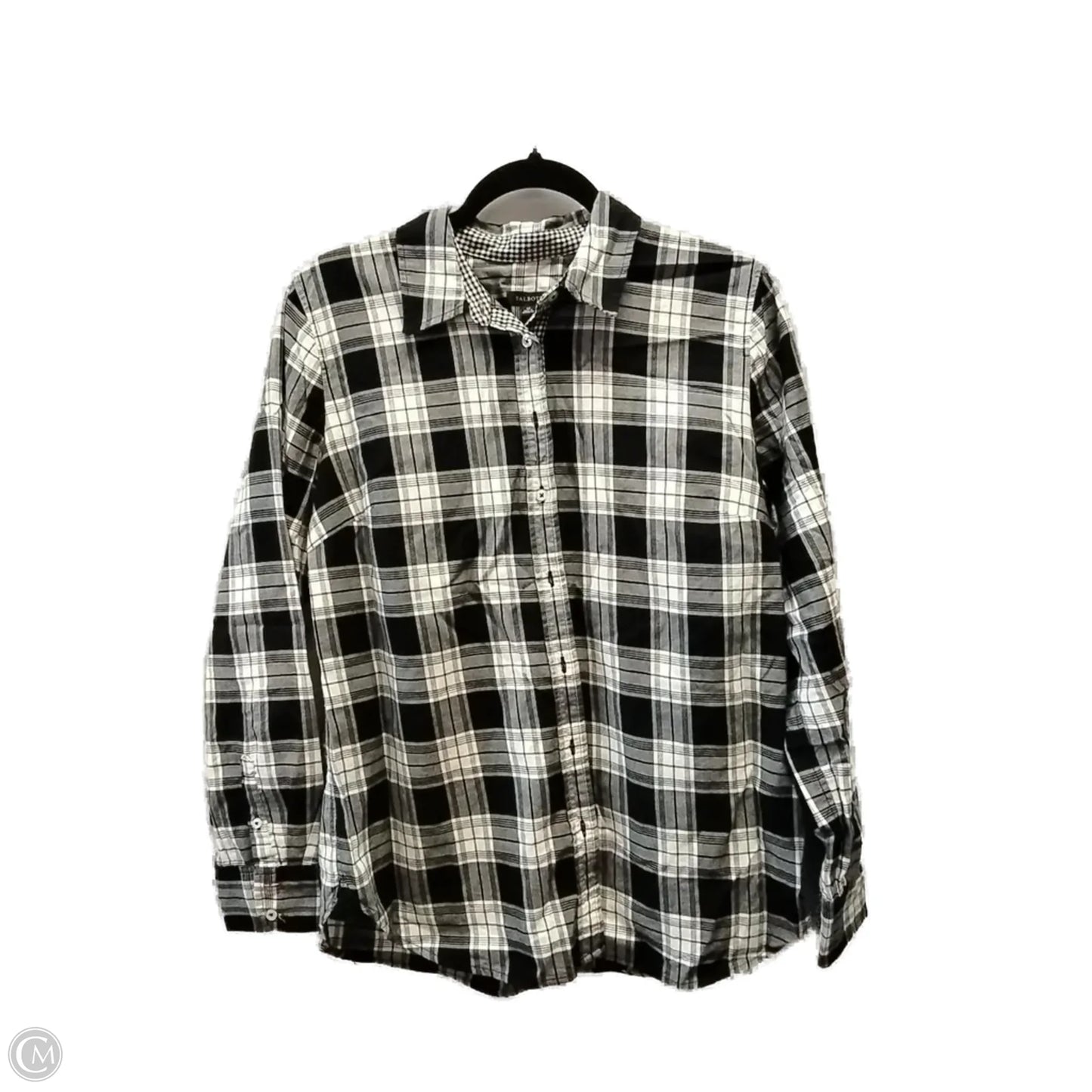 Top Long Sleeve By Talbots In Plaid Pattern, Size: M