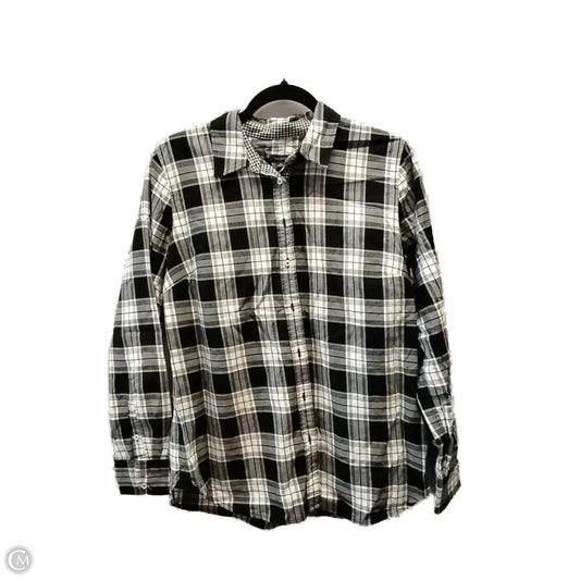 Top Long Sleeve By Talbots In Plaid Pattern, Size: M